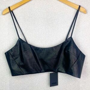 NBD x Revolve Anaise Soft Faux Leather Bralette Crop Top Zipper Back NWT